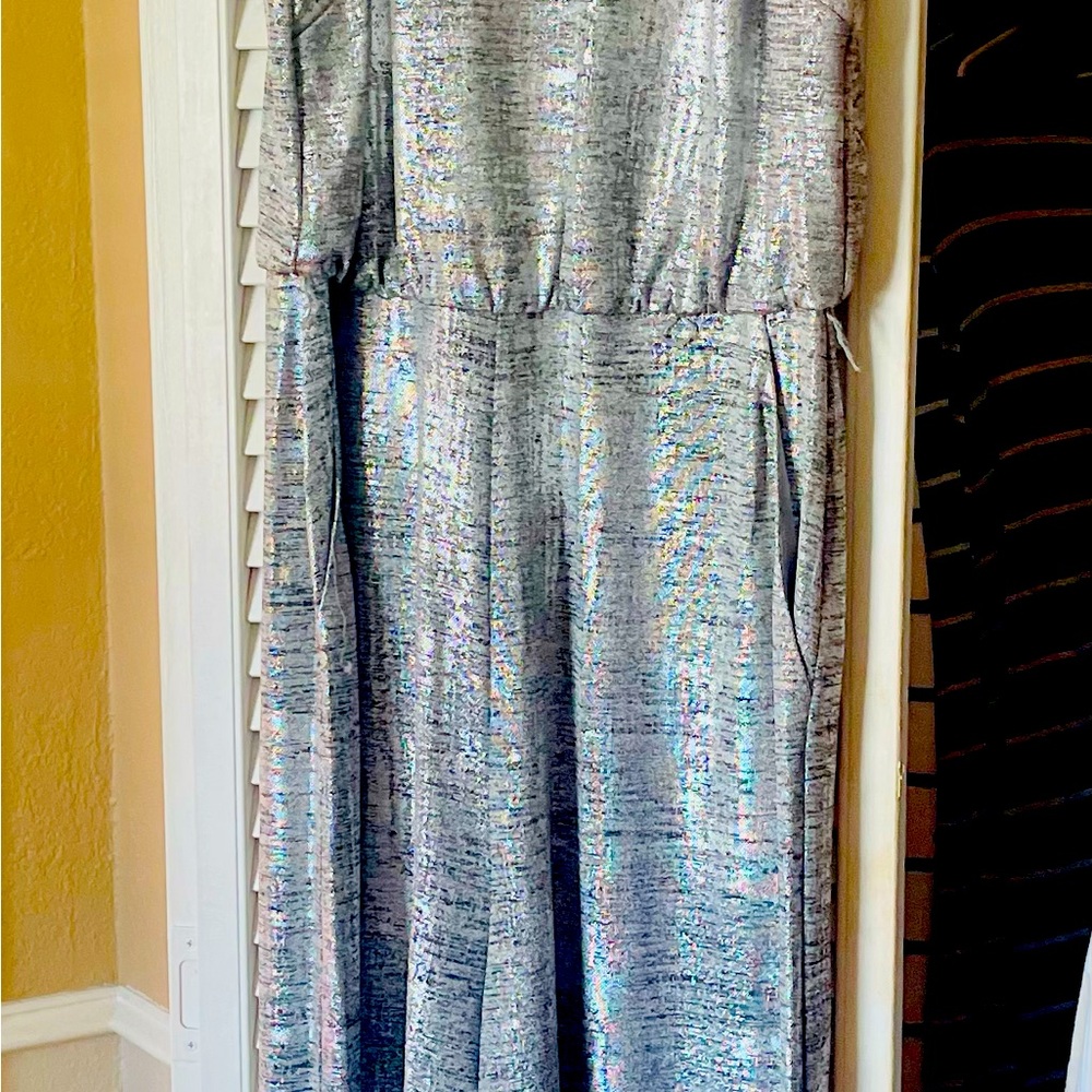 Silver sleeveless pantsuit